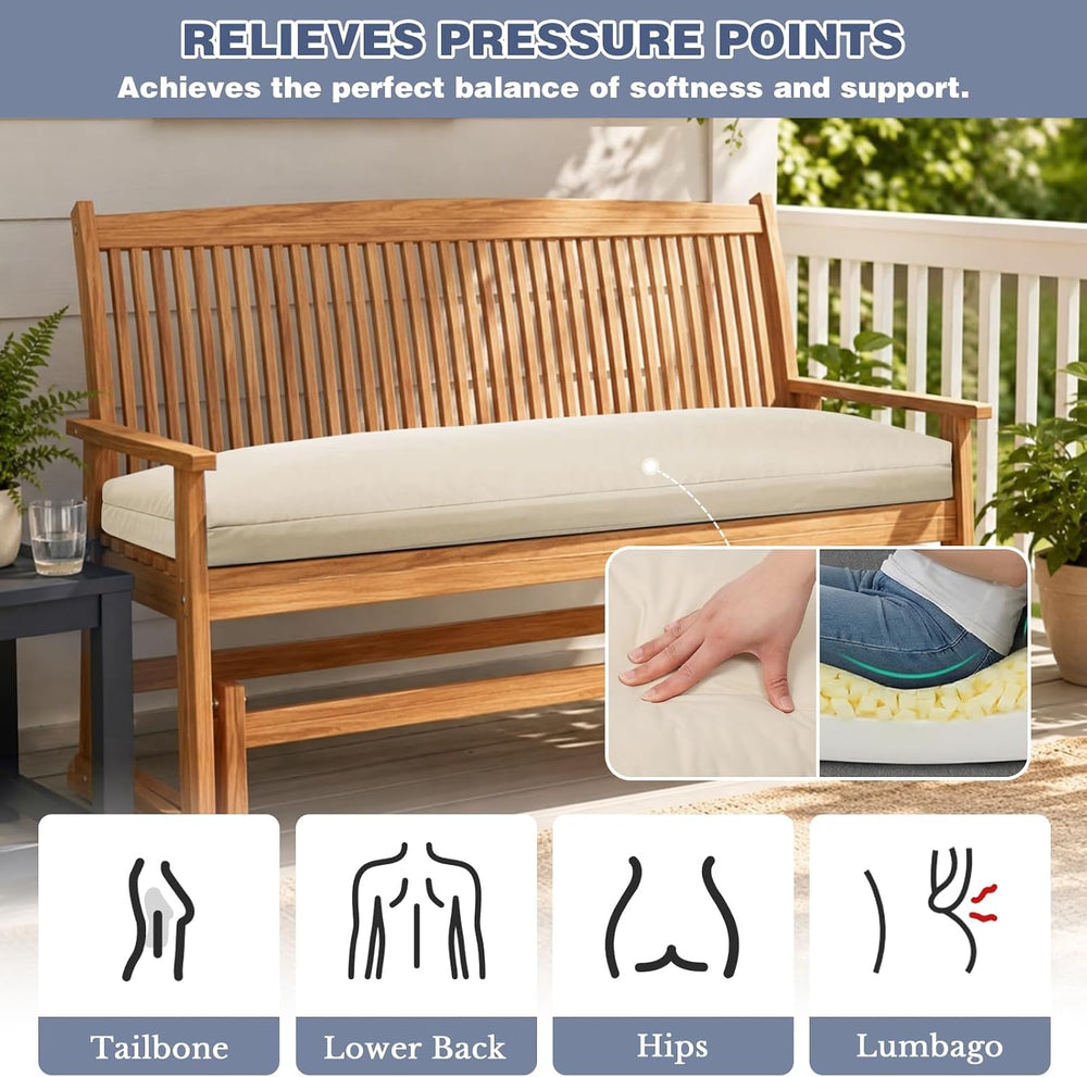 baibu Waterproof Outdoor Bench Cushion with Ties, 45 x 16 x 3.5 Inch, Beige
