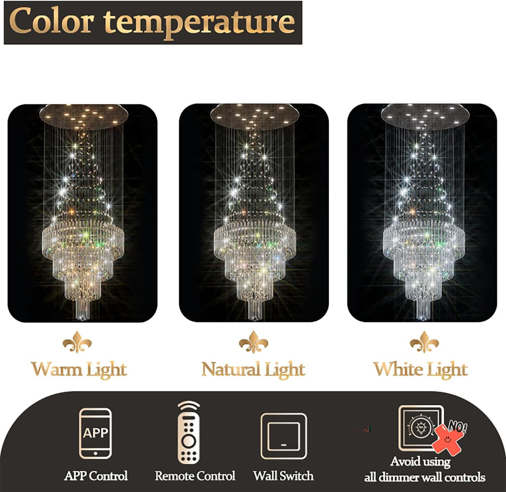 Flashing God D24''XH86'' Large Crystal Chandelier Modern Crys...