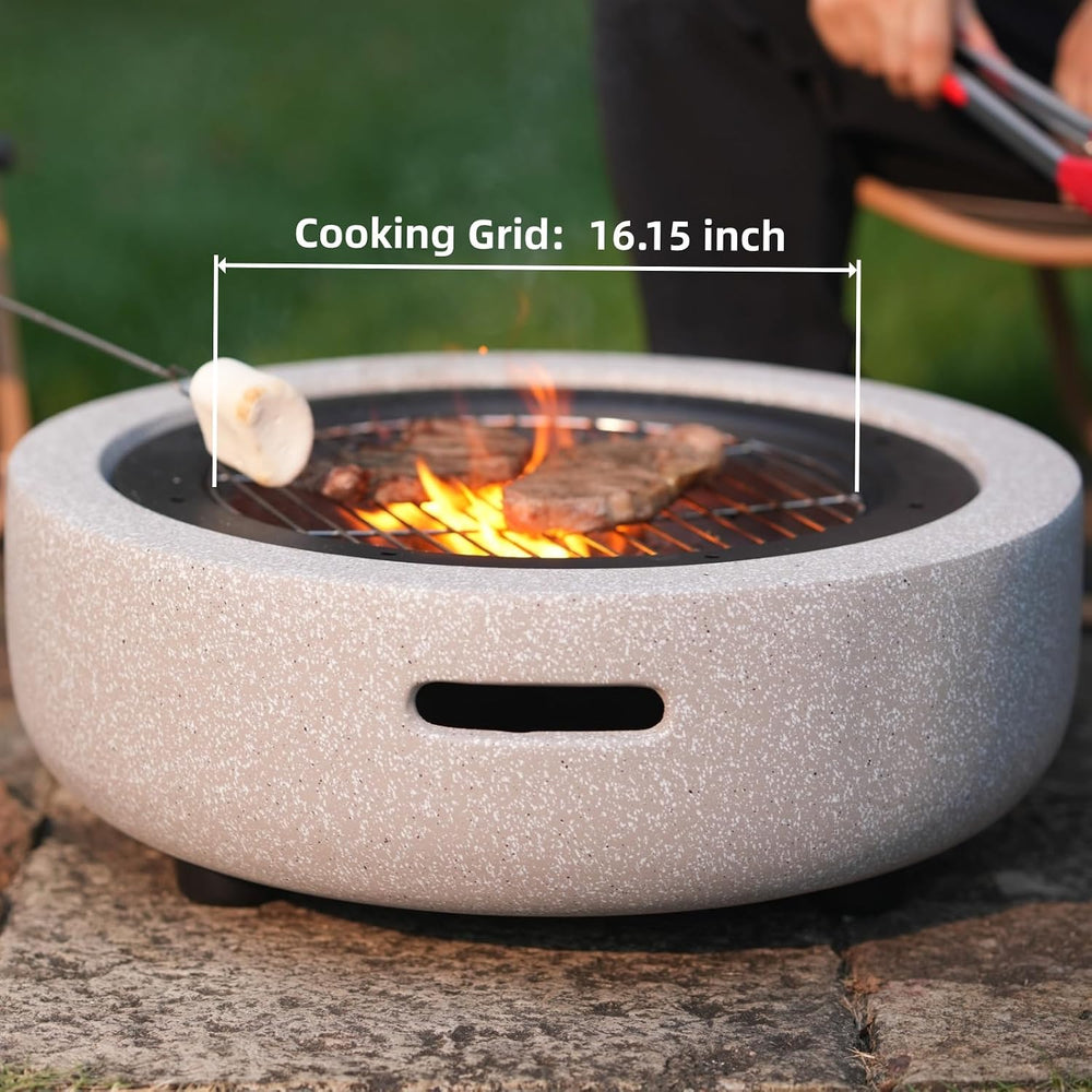 Round Wood Burning Concrete Outdoor Fire Pit for Patio-22