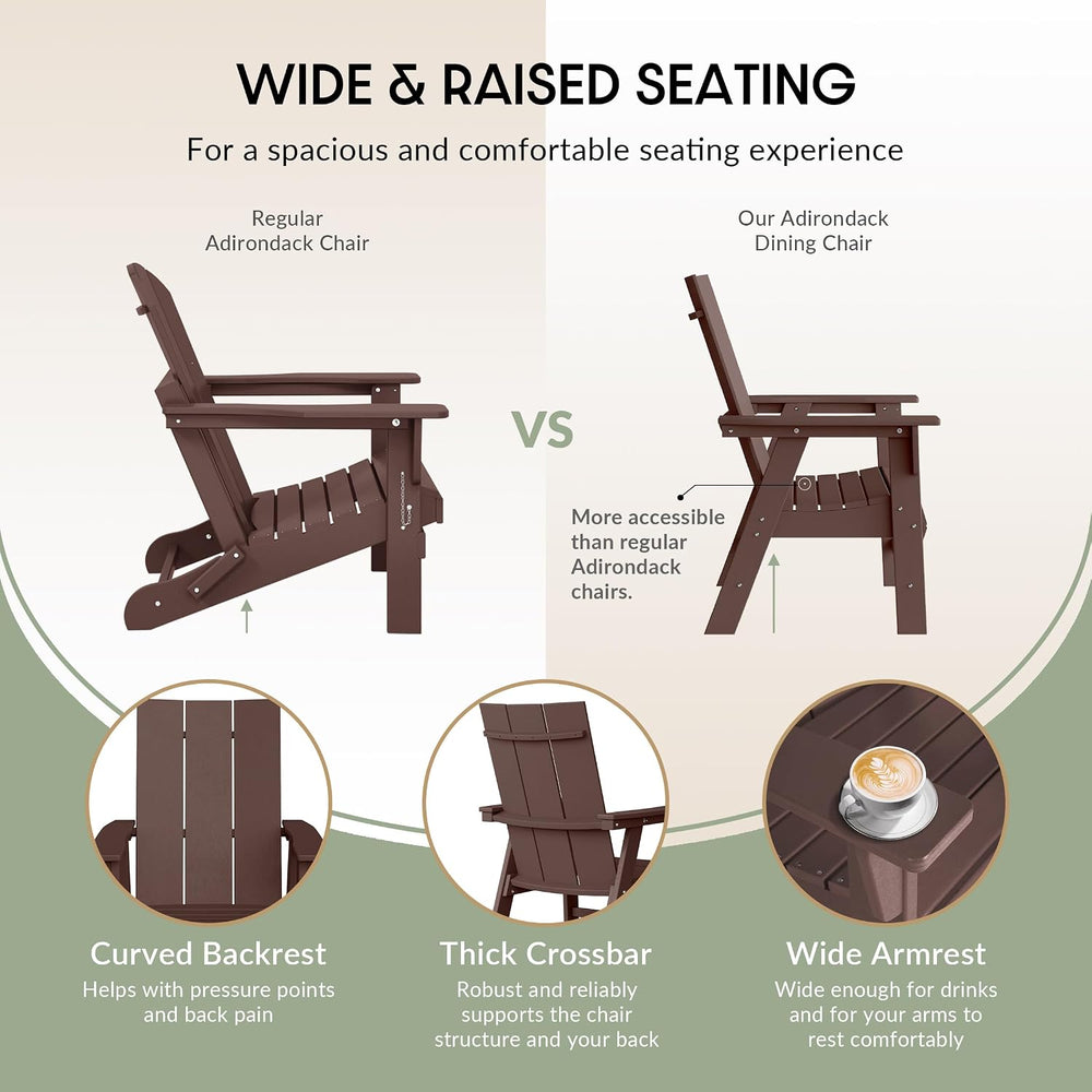 WestinTrends Ashore Outdoor Patio HDPE Plastic Modern Adirondack Dining Chair...