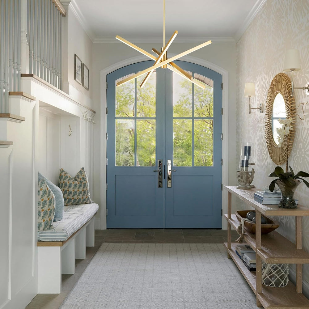 Gold Sputnik Chandeliers for Dining Room Modern LED Linear Chandelier Light