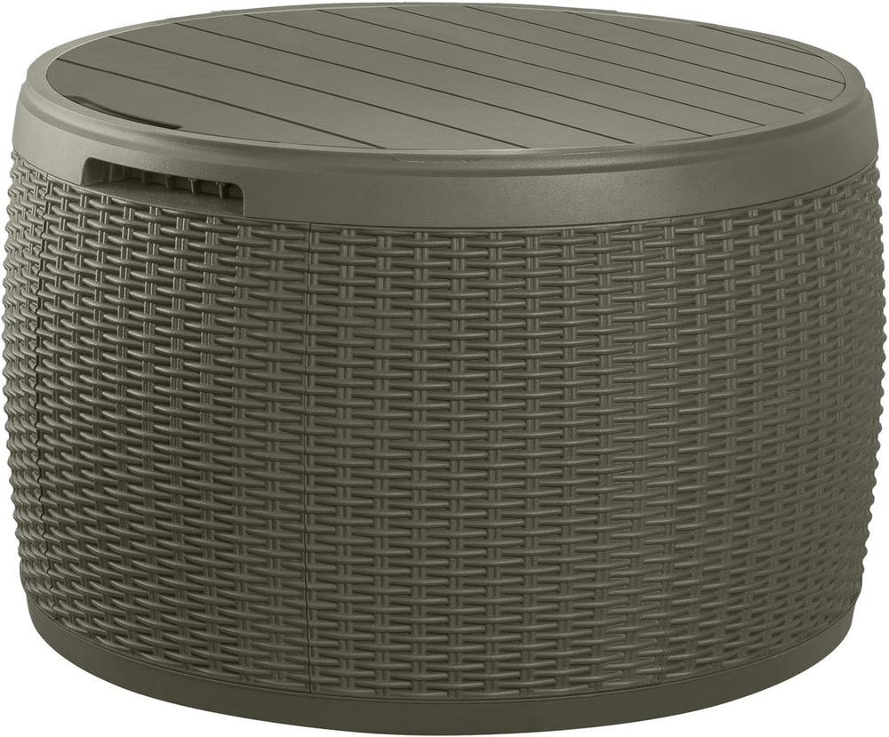 Keter Circa 37 Gallon Resin Deck Box Stool, All-Weather Outdoor Storage Seat ...