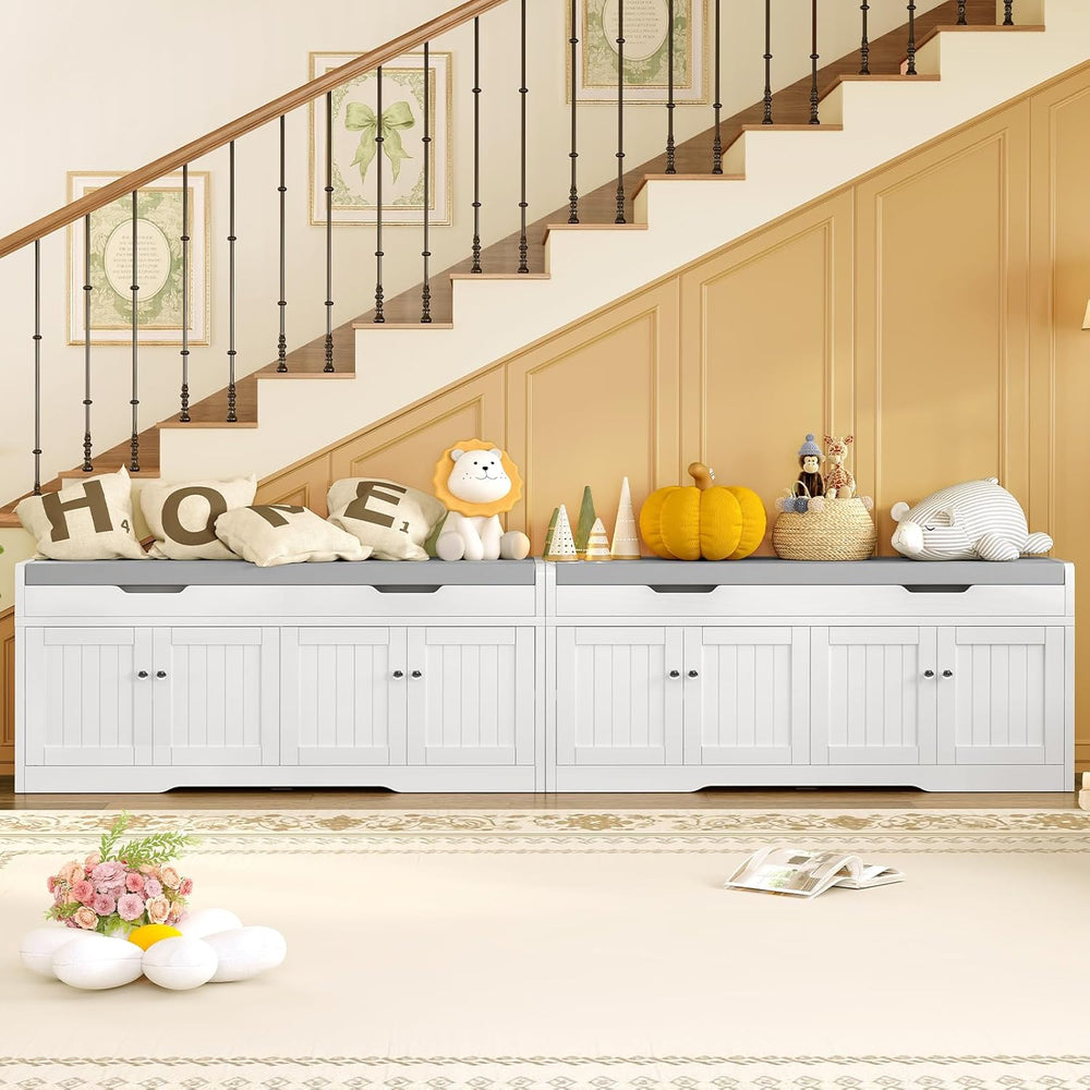 usikey 3-Tier Storage Bench, 47.2" Wide Shoe Bench with Lift Top Storage...