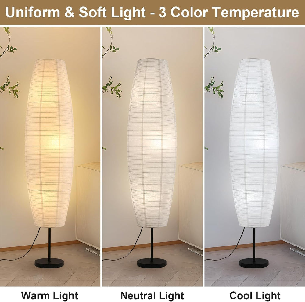Paper Lamp Floor Lamp White Paper Lantern 3-Lights Bulbs Included