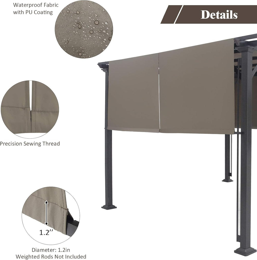 Tangkula 2 Pieces 16x4 Ft Universal Canopy Cover, Outdoor Pergola Roof Top Co...