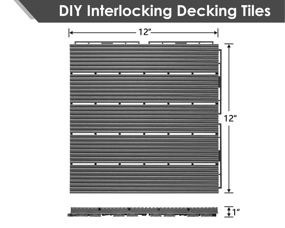PrimeZone 54 PCS Plastic Interlocking Patio Deck Tiles Outdoor All Weather