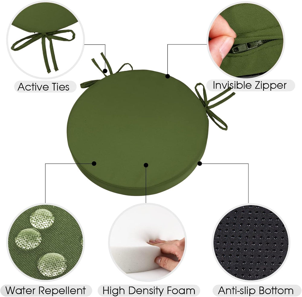 GUEGLSA Indoor Outdoor Round Chair Cushions 15 inch, Waterproof Bistro Seat C...