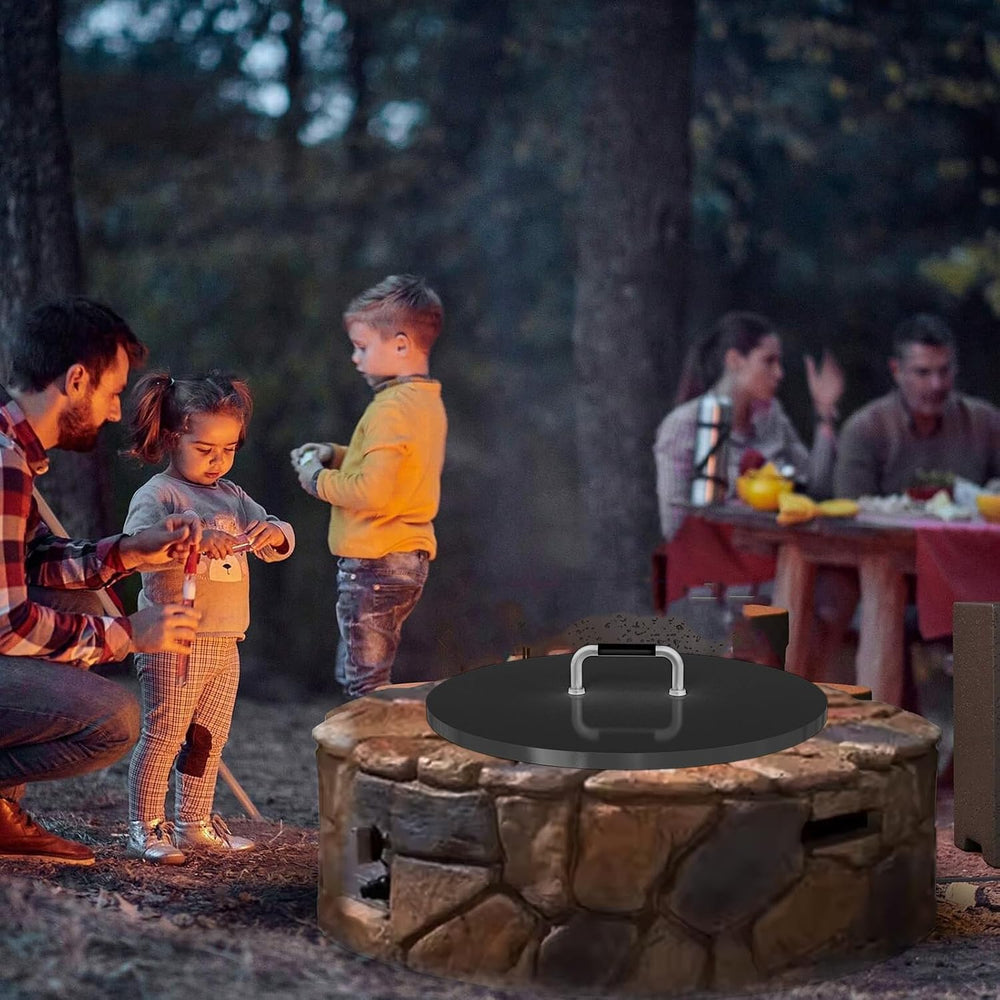 28 inch Fire Pit Round Metal Cover for Outdoor Built-in Stone Fire Pit