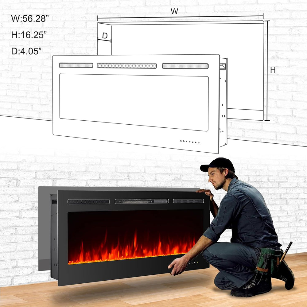 CharaVector 60 inch 750W/1500W Electric Fireplace Inserts with Remote Control...