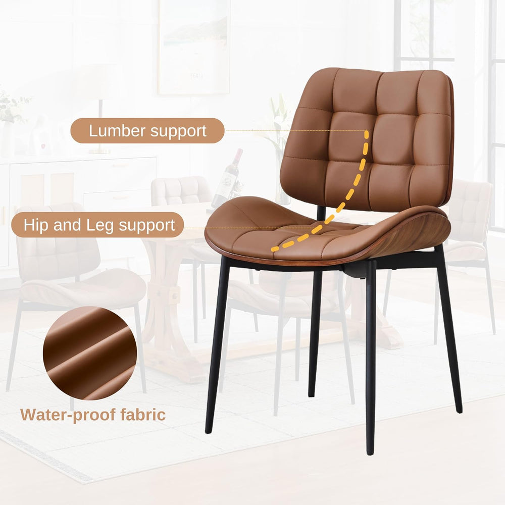 Mid Century Modern Dining Chairs Set of 6, Brown