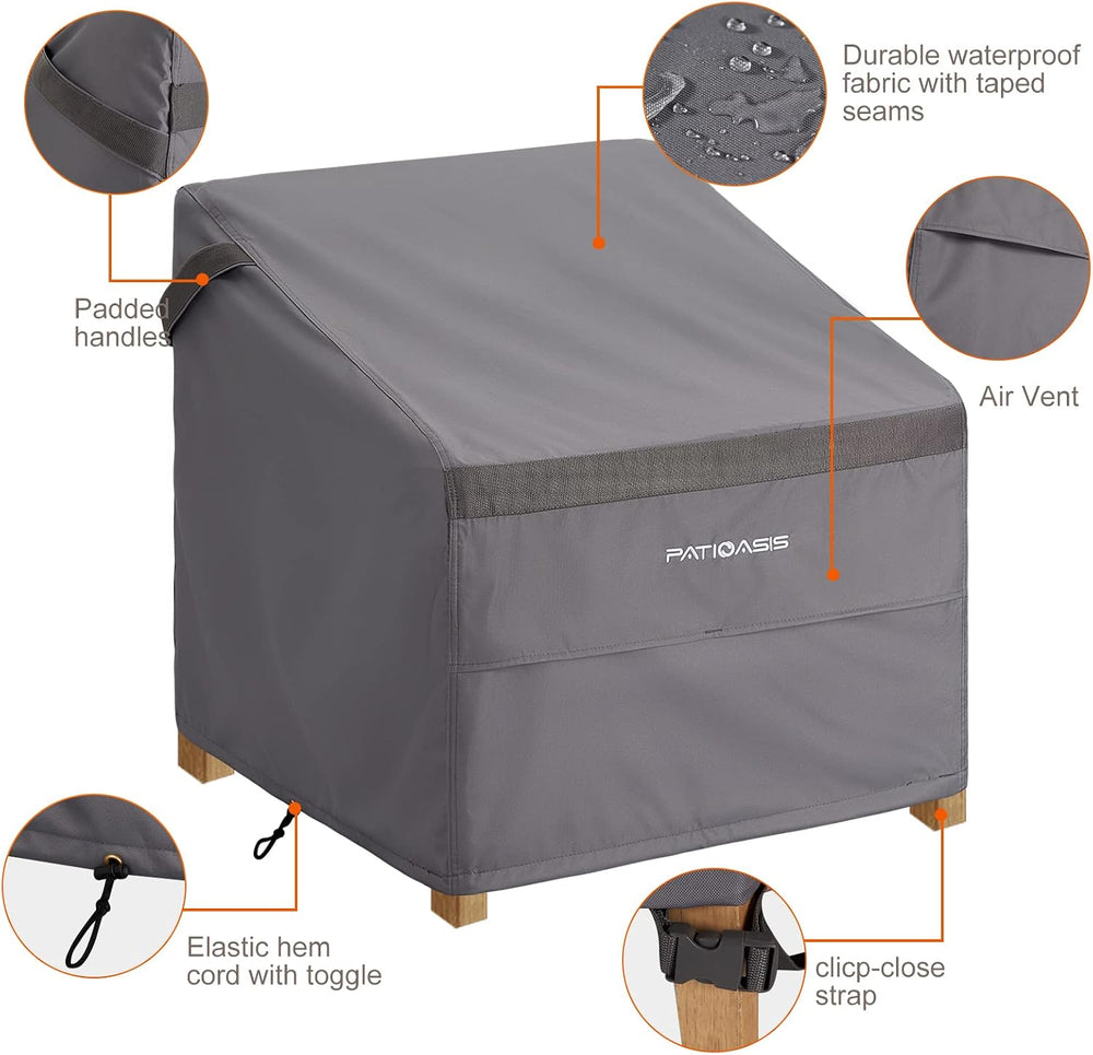 Waterproof Outdoor Single Arm Chair Covers Grey 36''w x 37''d...