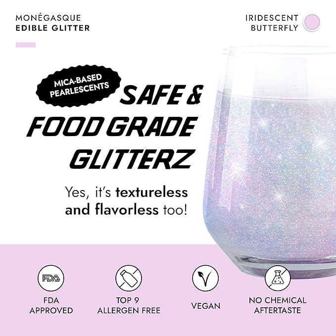 MONÉGASQUE Iridescent Edible Glitter for Drinks 10g – Halloween Edible Glitte...