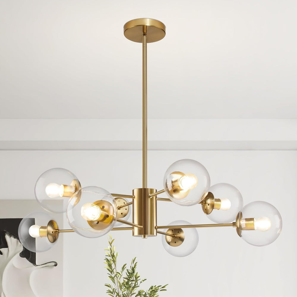 Bagood 8-Light Globe Sputnik Chandelier Modern Gold Sputnik Chandelier Mid Ce...