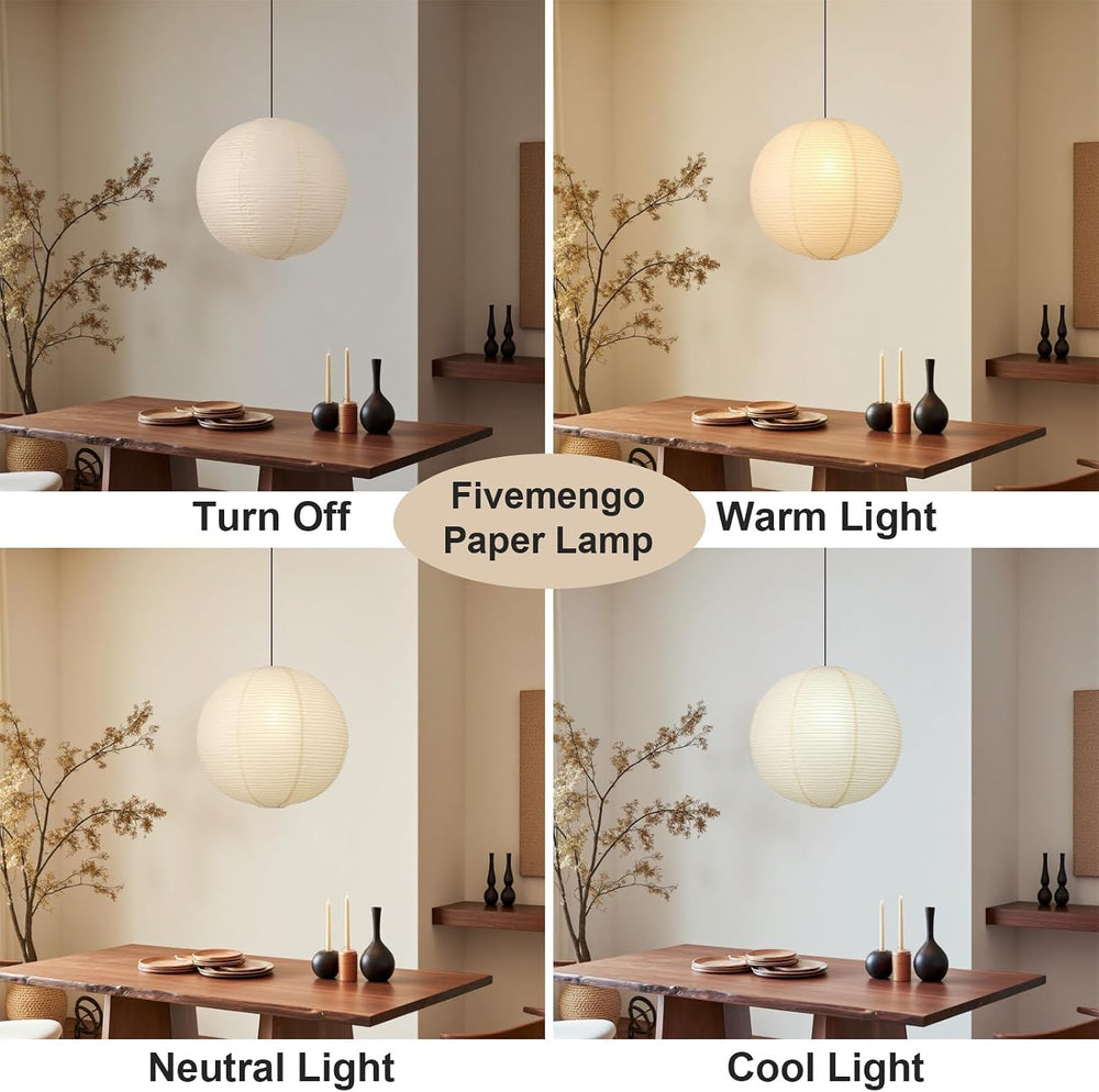20in Paper Lanterns Plug in Hanging Lamp Off-White 19.7FT Cord