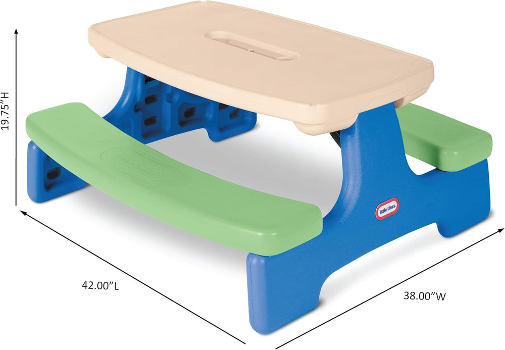 Little Tikes Easy Store Picnic Table with Umbrella, Multi Color, 42.00'