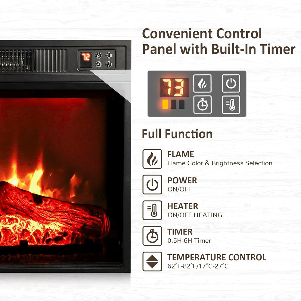 Naice 72" Electric Fireplace with Mantel Fireplace TV Stand for Living Room