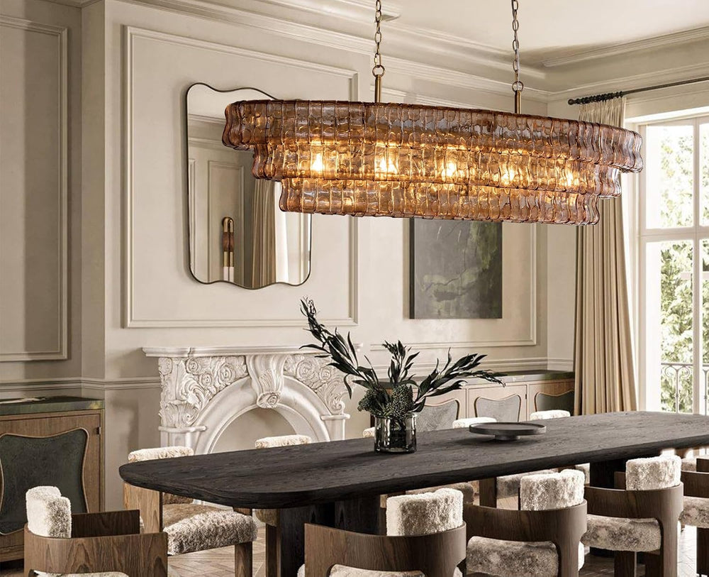 YIOSI Large Chandelier, 54" Gold Rectangular Drum Chandeliers for Dining...