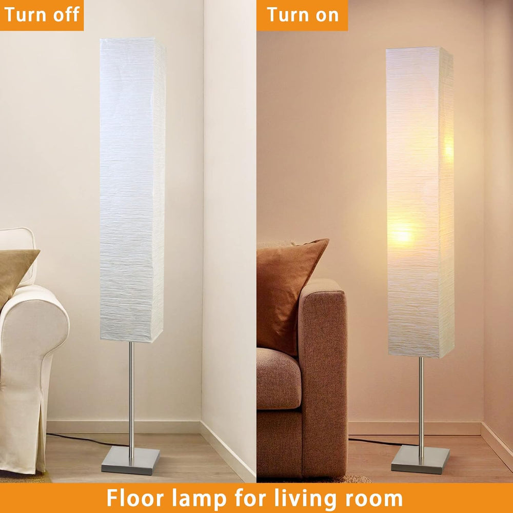 Modern Floor Lamp,Paper Tall Standing Lamp with Shade, Off White