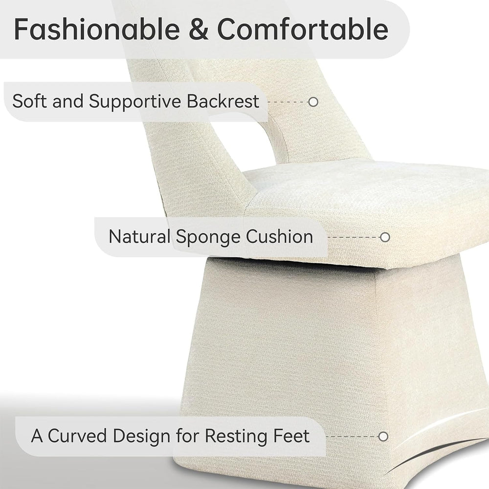VKNOW Upholstered Swivel Dining Chair with Curved Open Back