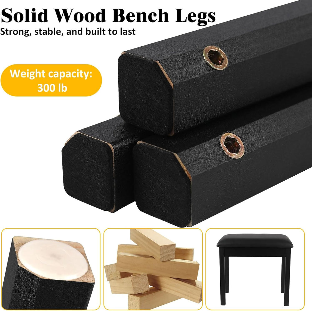Piano Bench with Storage, Solid Wood Piano Stool Construction & High-Dens...