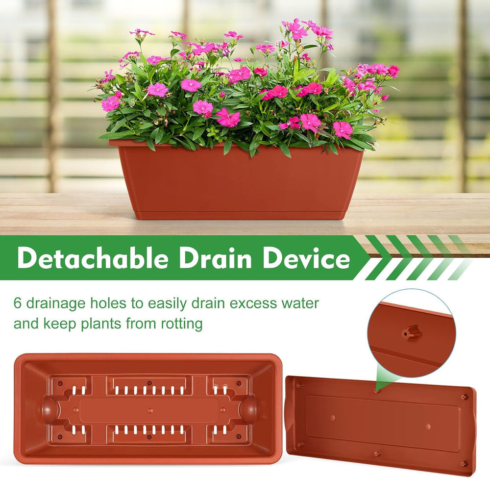 ETELI Railing Planter Box 6 Pack Balcony Planters Railing Hanging with Metal ...