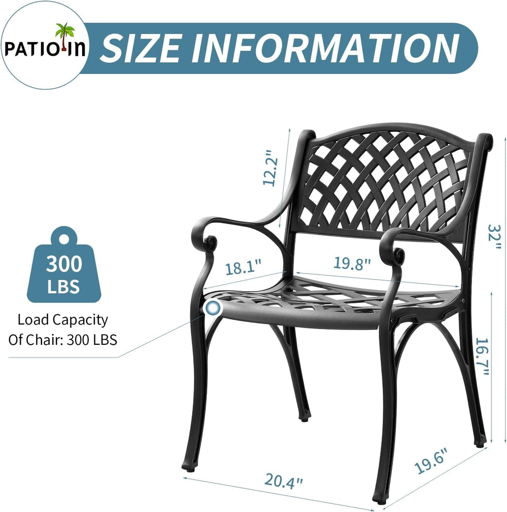 Aluminum Patio Chairs Set of 4, Metal Outdoor Chairs, Patio Dining Chairs wit...