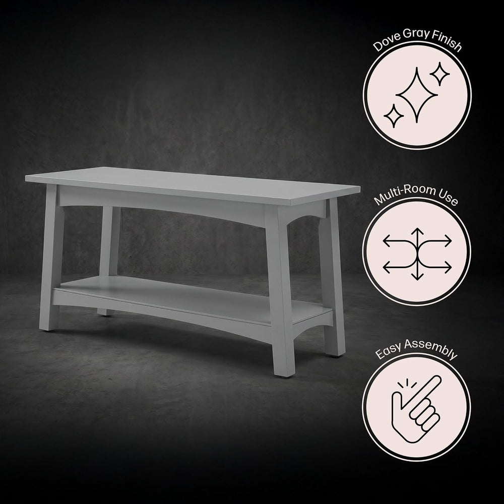 Alaterre Furniture Craftsbury Entryway Bench with Storage Shelf, Gray, 36”