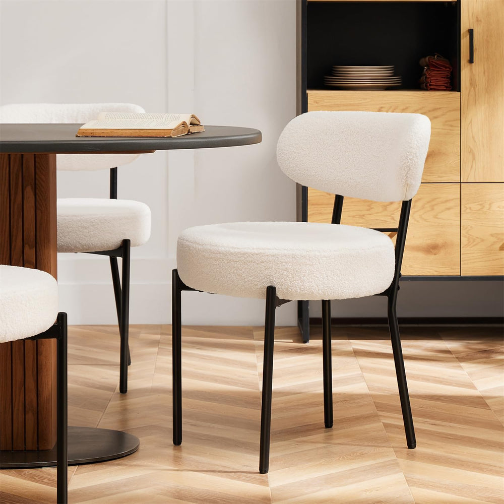 Dining Chairs Set of 2, Mid Century Modern Boucle Upholstered Kitchen Chair w...