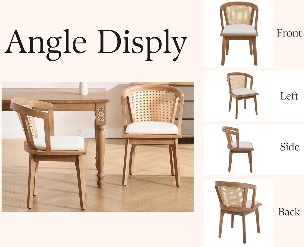 EALSON Rattan Mid Century Dining Chairs Set of 4 Modern Farmhouse Wooden Dini...