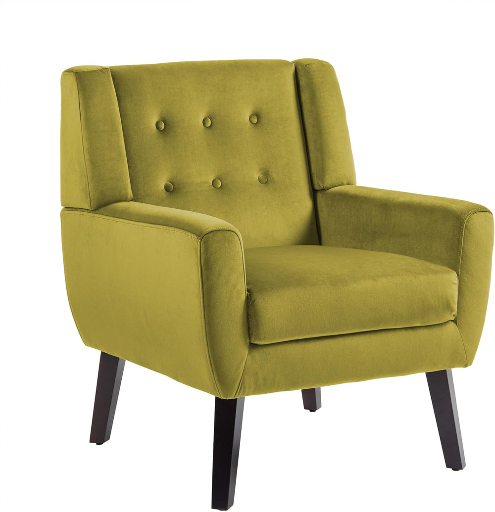Velvet Accent Chairs Set of 2, Modern Upholstered Armchair, Green