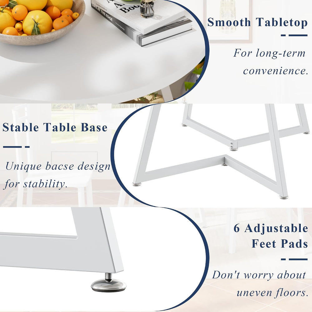 VECELO Small Round Dining Table Set for 2, Wood Tabletop with Strong Metal Fr...