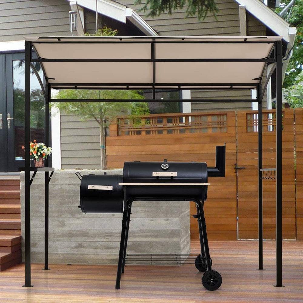 Tangkula 7ft Grill Gazebo, Patio Barbecue Canopy with Serving Shelf and Stora...