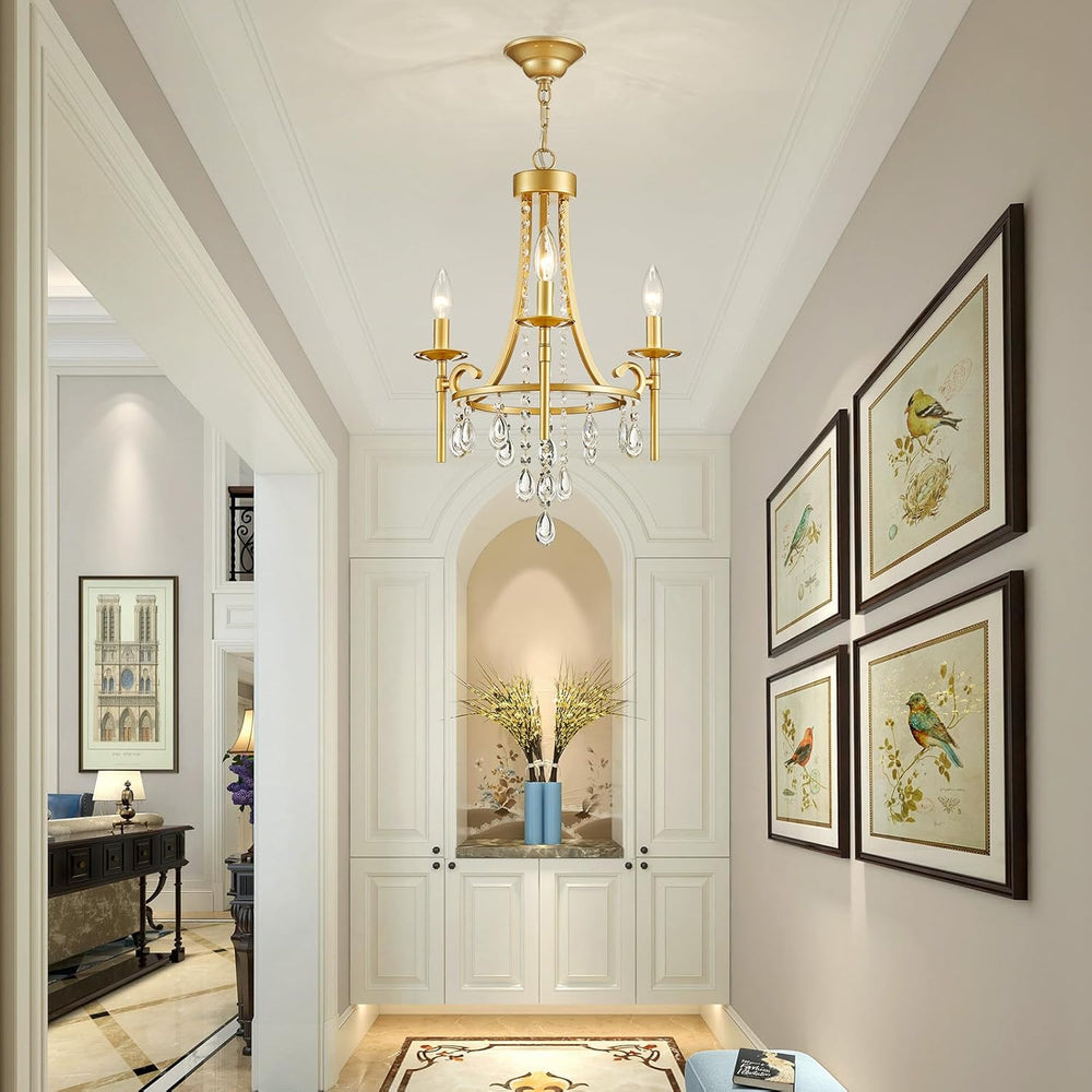 Small Crystal Chandelier, 3-Lights Modern Crystal Chandeliers for Dinning Roo...