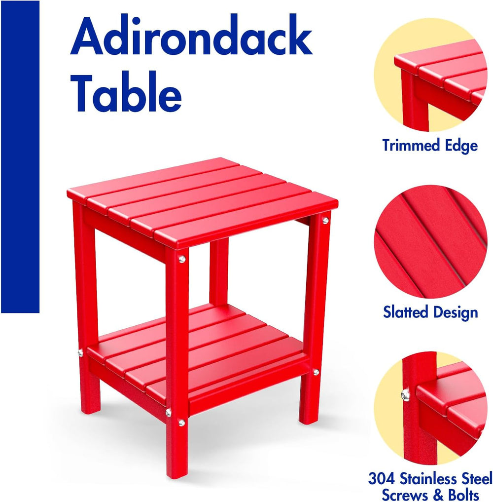 BRIOPAWS Outdoor-Side-Table | Small | HDPE Plastic | Patio End-Table | 2-Shel...