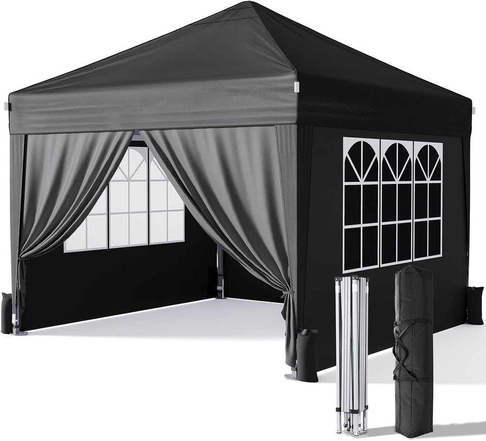 Driftalia 10x10 Pop Up Canopy Tent with Sidewalls, One-Push Instant Setup