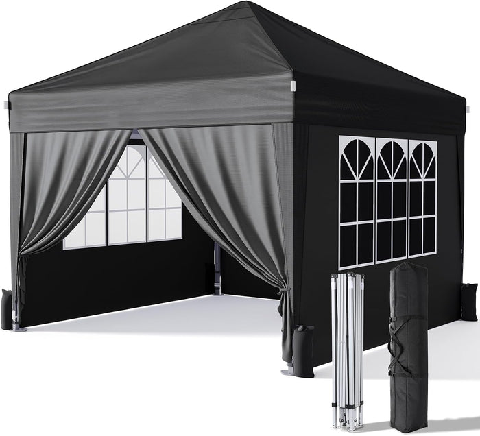 Driftalia 10x10 Pop Up Canopy Tent with Sidewalls, One-Push Instant Setup
