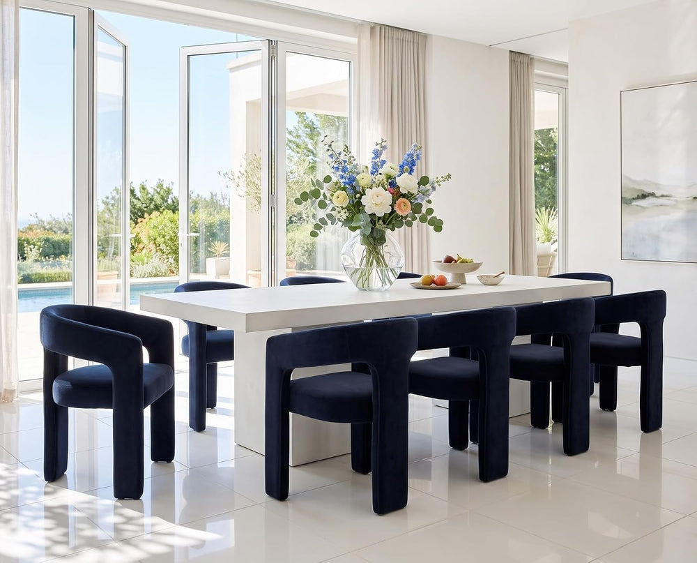 RIVOVA Modern Barrel Dining Chairs Set of 8, Velvet Upholstered Accent Side C...