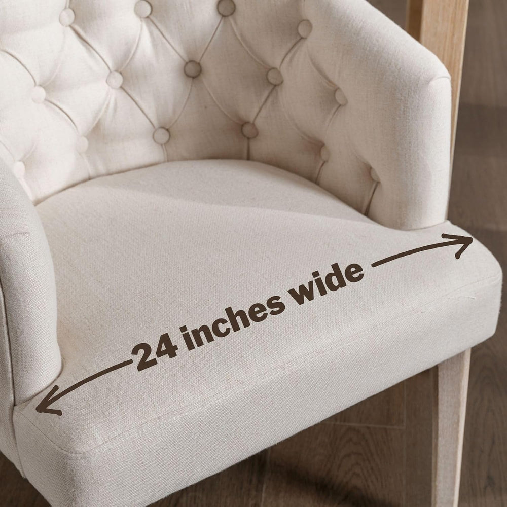 DUOMAY Modern Tufted Linen Dining Chairs Set of 4, White
