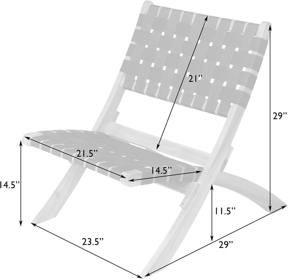 Balkene Home Sava Acacia Wood Folding Chair with Gray Woven Seat