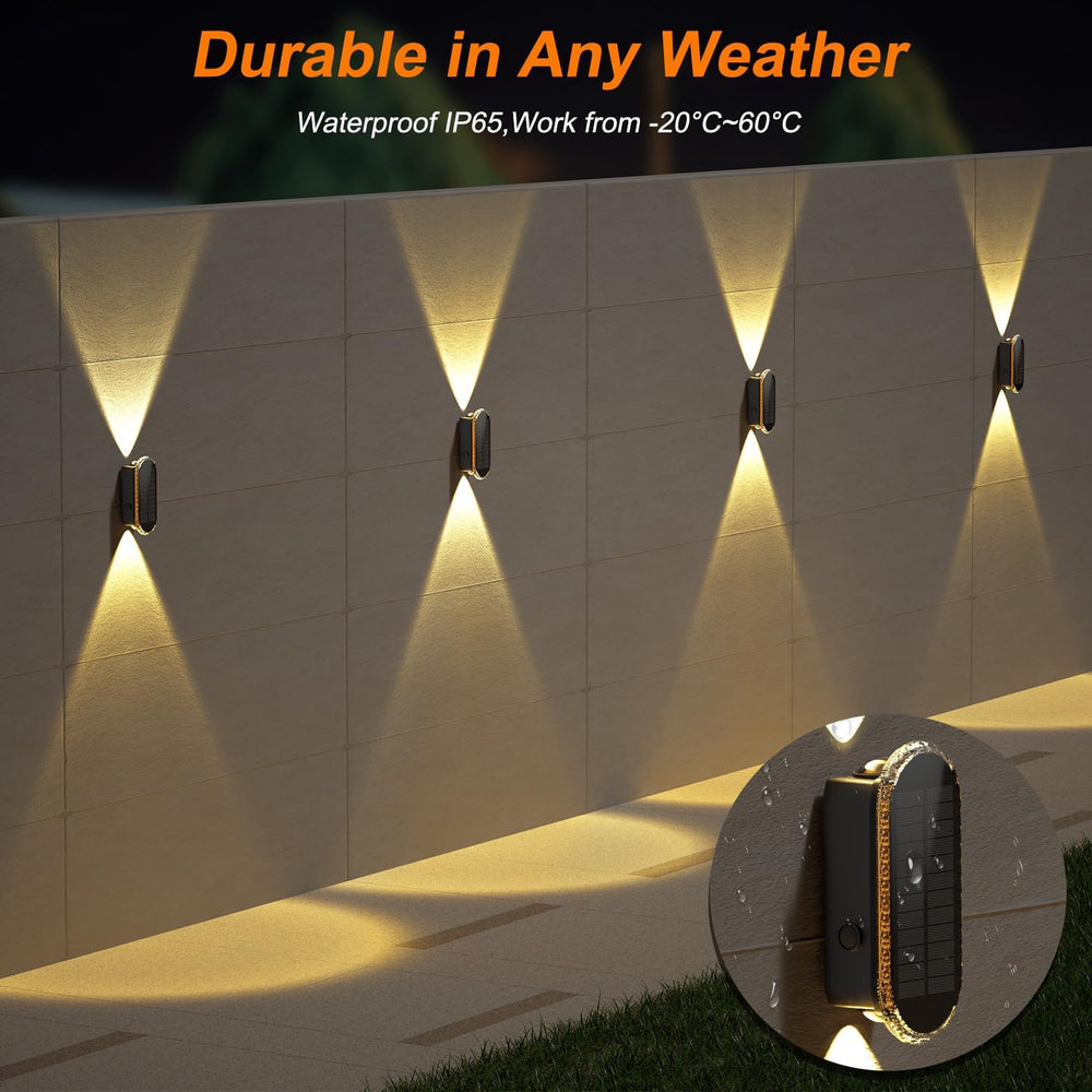 Ellasay Solar Fence Lightsv Backyark: 12-Pack Fence Lights Solar Powered 3 Co...