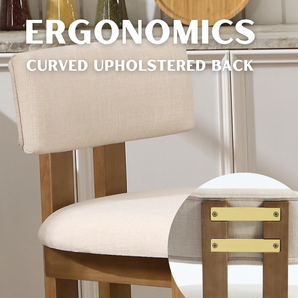 RIVOVA 26" Wooden Counter Height Bar Stools Set of 4 with Back, Beige