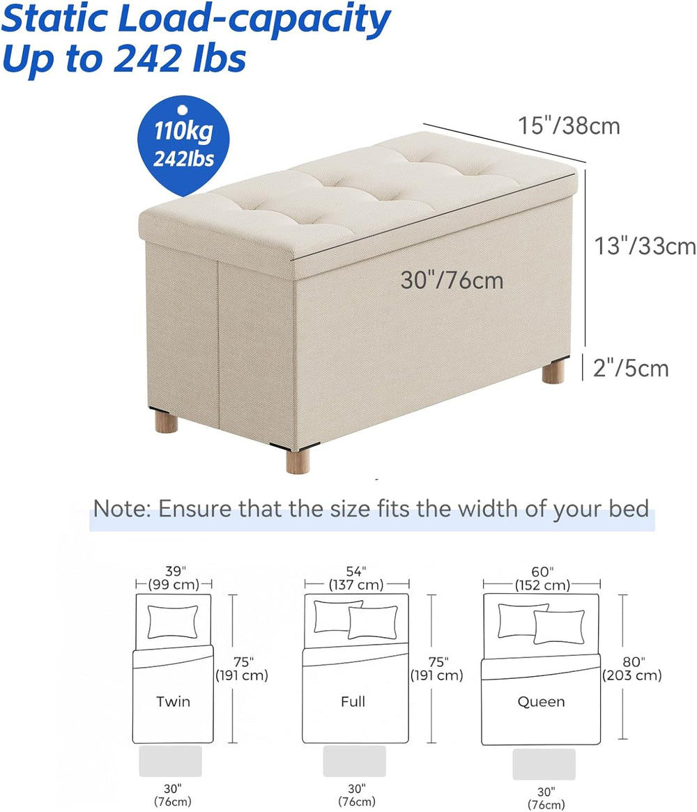 BRIAN & DANY 30 Inches Folding Storage Ottoman Bench, Ottoman with Storag...