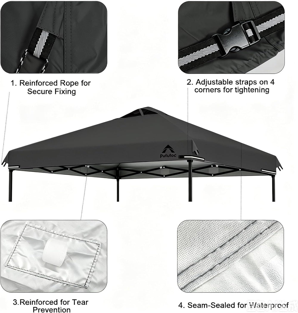 10x10ft Canopy Replacement Top Cover with Air Vent, UV Protected & Waterp...
