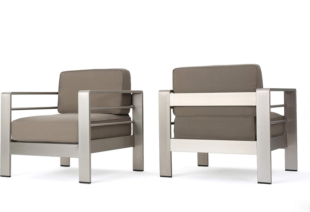 Christopher Knight Home Cape Coral Outdoor Aluminum Club Chairs with Water Re...