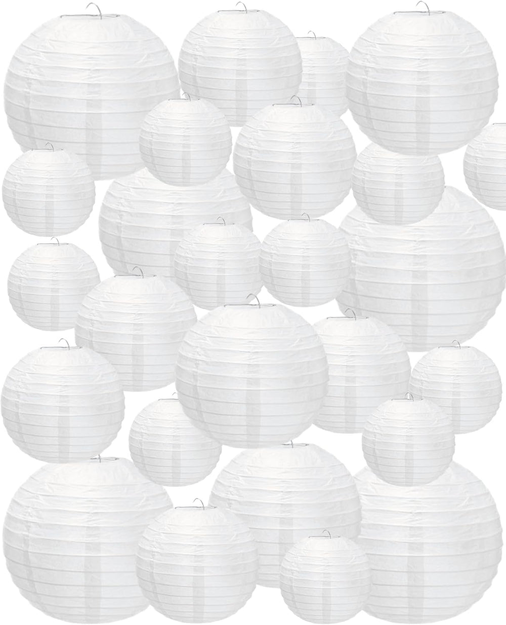 Treela 48 Pcs Paper Lanterns Party Decorations Round, White