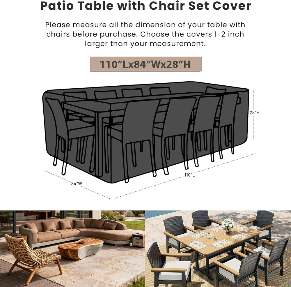 SheeChung Patio Furniture Cover Rectangular 110"L x 84"W x 28"...