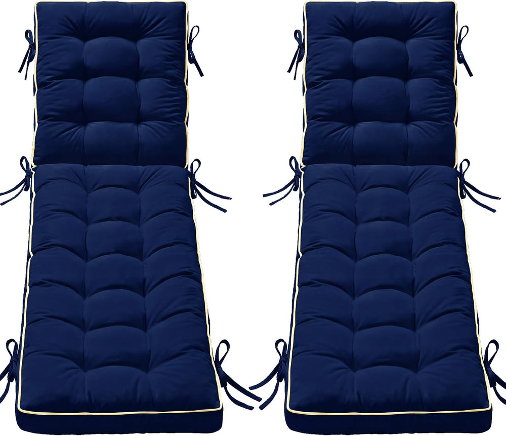 2 Pack 80x26 Inch Folding Chaise Lounge Cushion Quick Dry (Blue)
