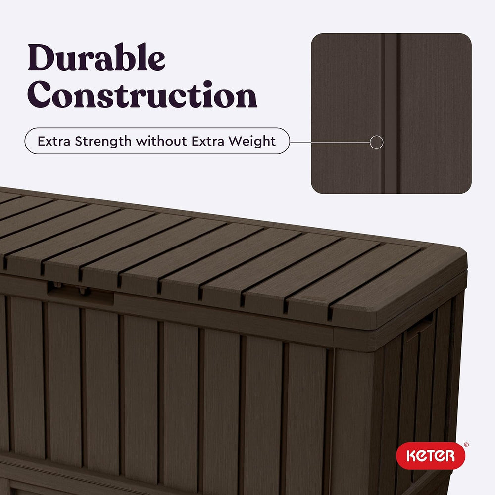 Keter Kentwood 92 Gal Outdoor Storage Box for Patio and Pool Accessories