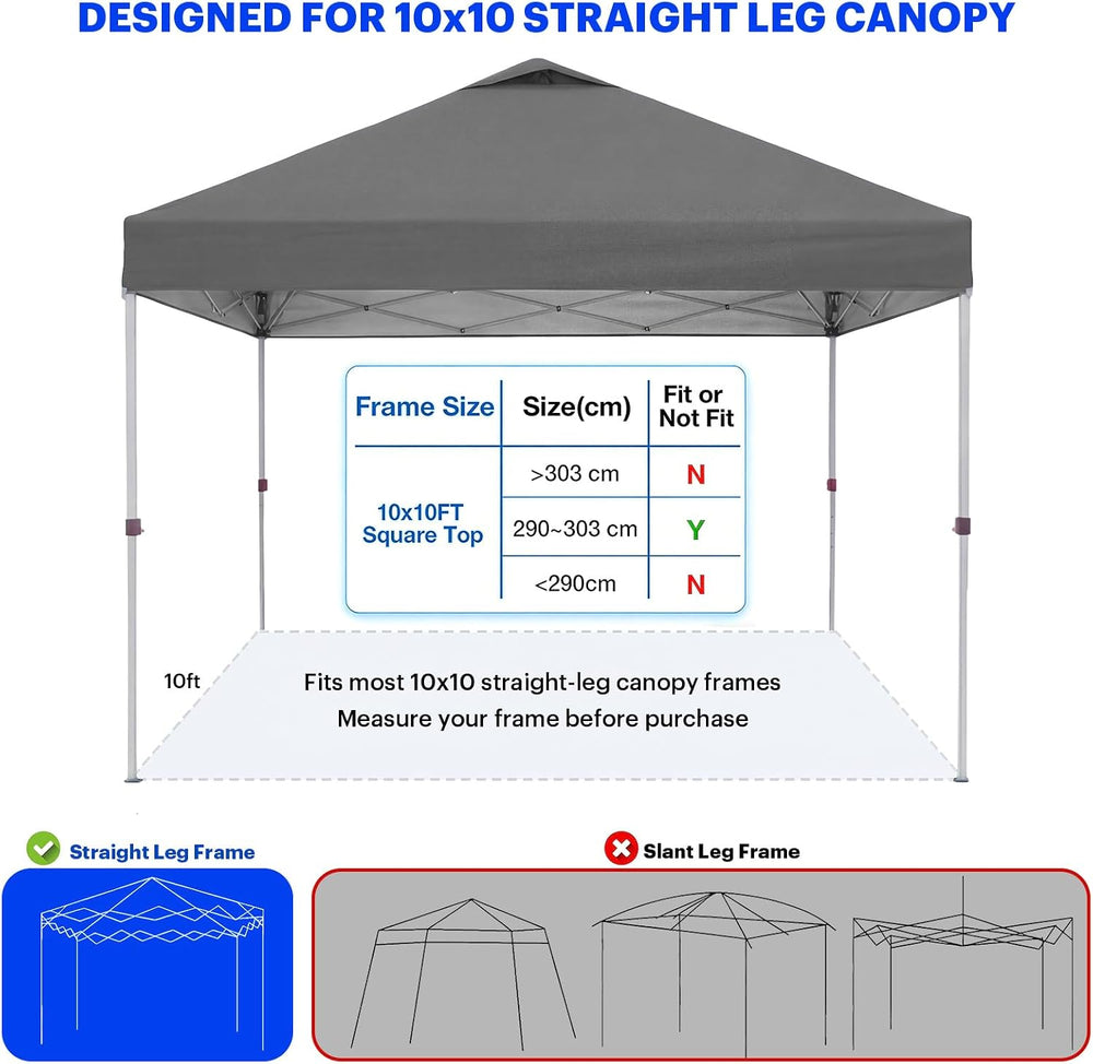 10x10ft Replacement Canopy Top with Air Vent— Instant Canopy Top Cover ONLY,C...