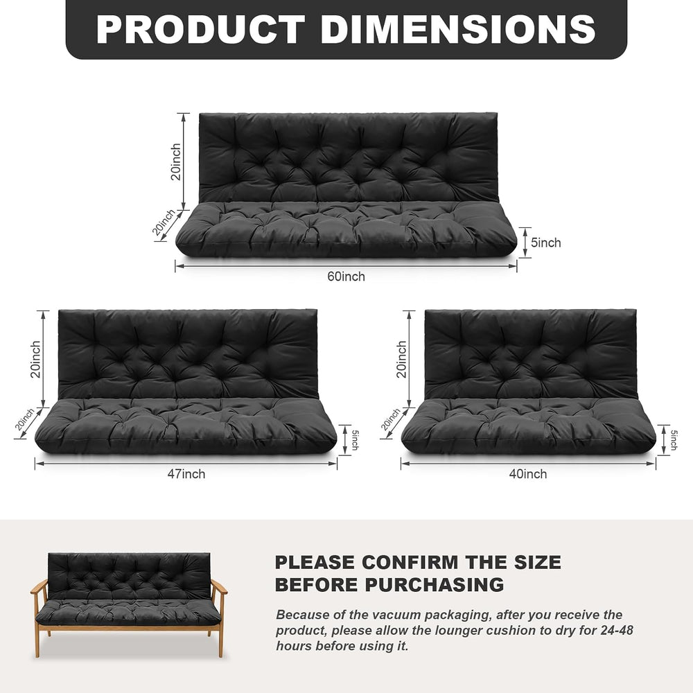 Porch Swing Cushions,Outdoor Cushions 3 Seater Replacement with Backrest, Wat...